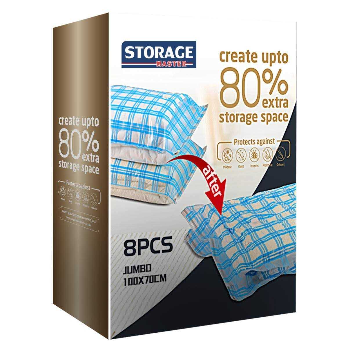 Storage Master Vacuum Storage Bags, 8 Jumbo Space Saver Vacuum Seal Storage Bags for Clothes, Comforters and Blankets - Image 3