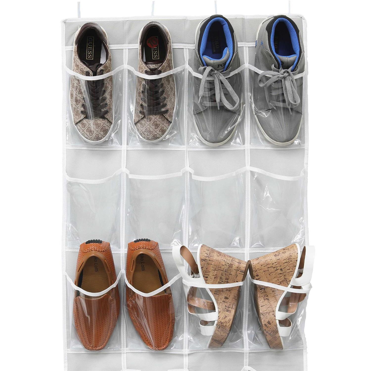 Simple Houseware 24 Pockets SimpleHouseware Clear Over The Door Hanging Shoe Organizer - Image 3