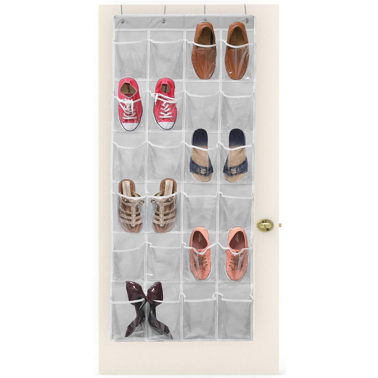 Simple Houseware 24 Pockets SimpleHouseware Clear Over The Door Hanging Shoe Organizer - Image 4