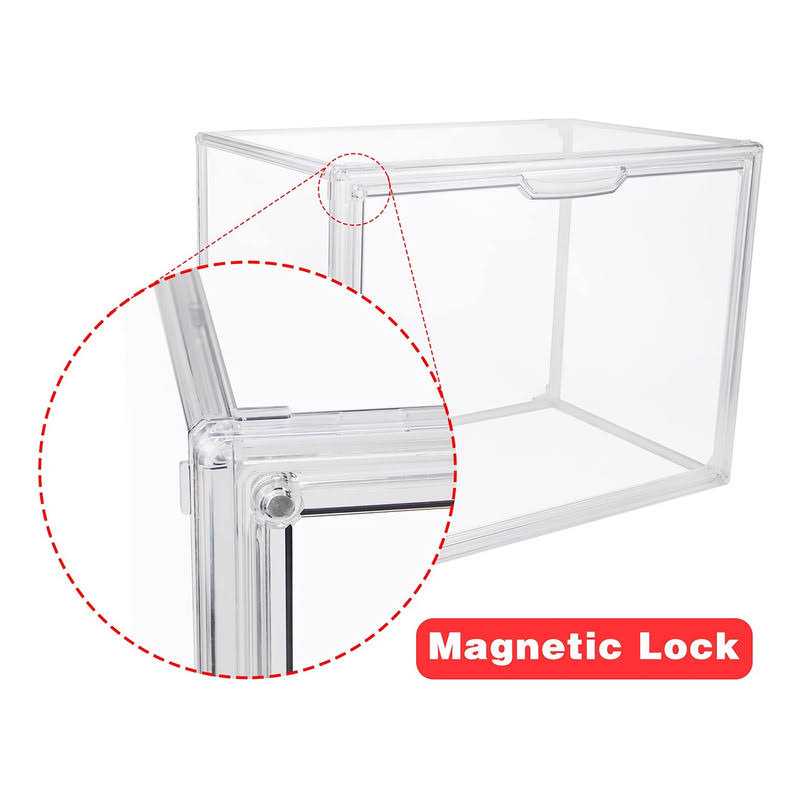 Clear Stackable Plastic Storage Bins With Magnetic Attraction Lid - Image 3