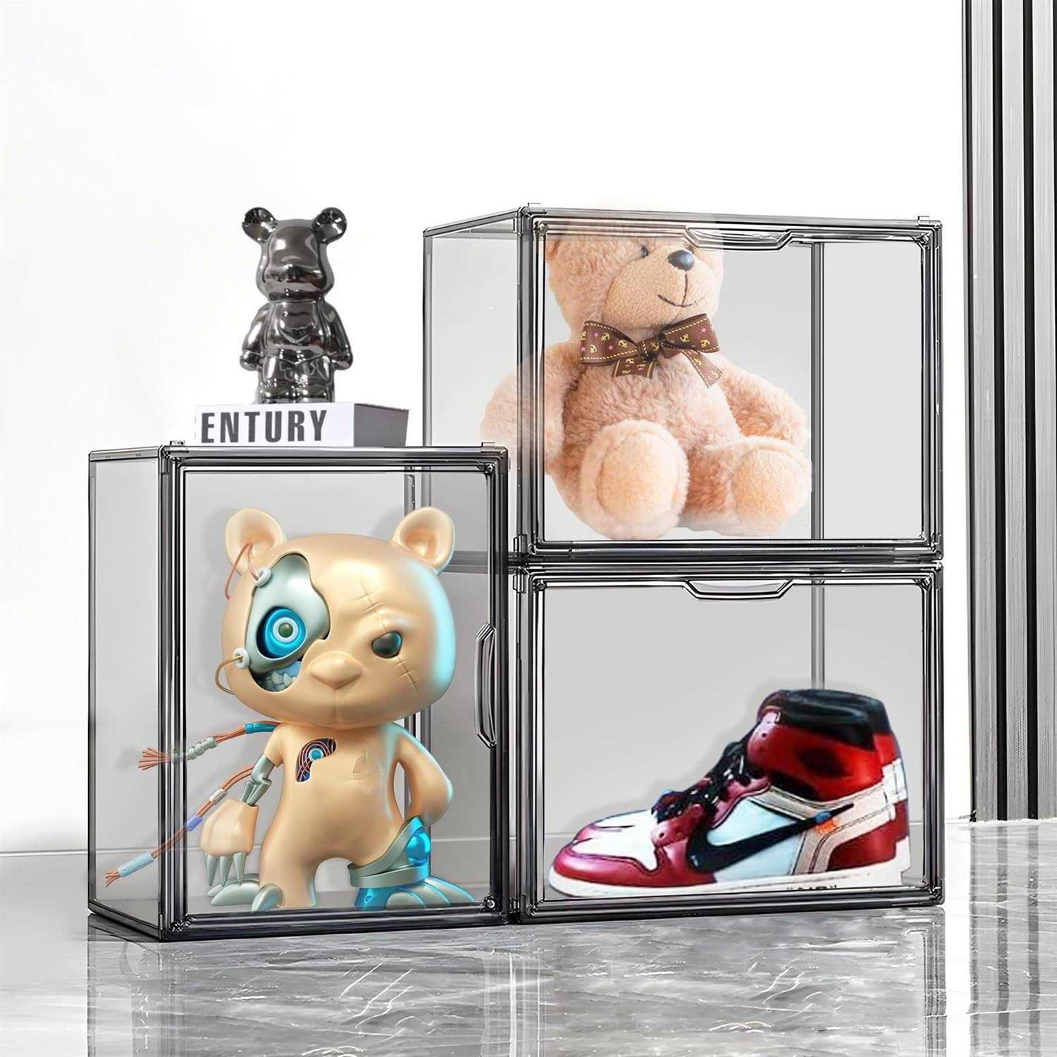 Clear Stackable Plastic Storage Bins With Magnetic Attraction Lid - Image 3