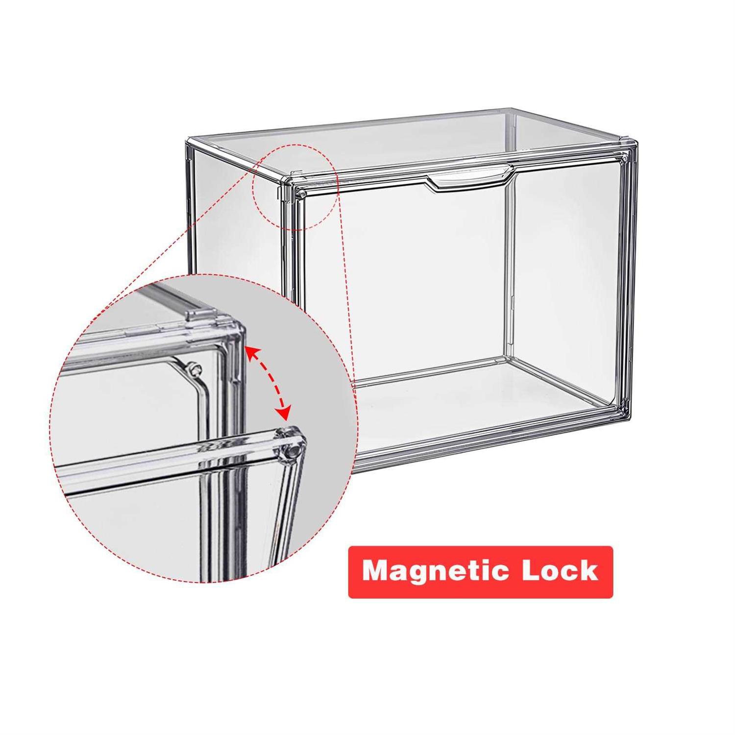 Clear Stackable Plastic Storage Bins With Magnetic Attraction Lid - Image 5