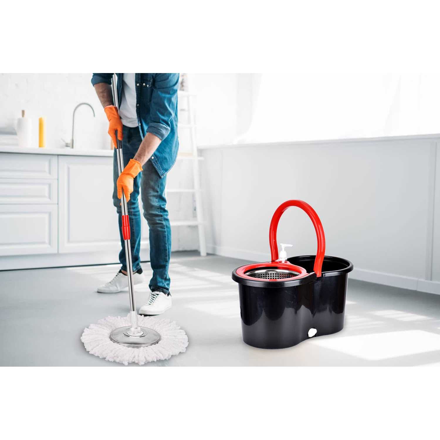 Spin Mop Bucket, 360 Spin Mop and Bucket System with 3 Mop Heads - Image 3