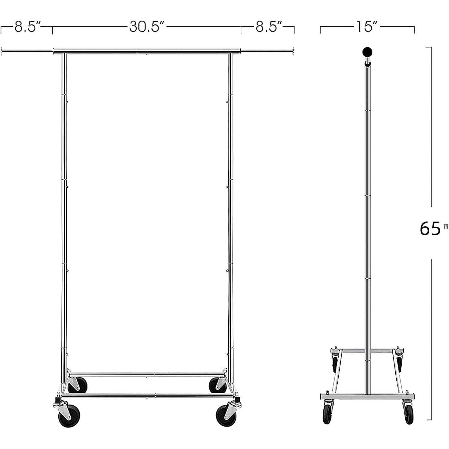 Simple Trending Standard Rod Clothing Garment Rack Rolling Clothes Organizer on Wheels for Hanging Clothes - Image 3