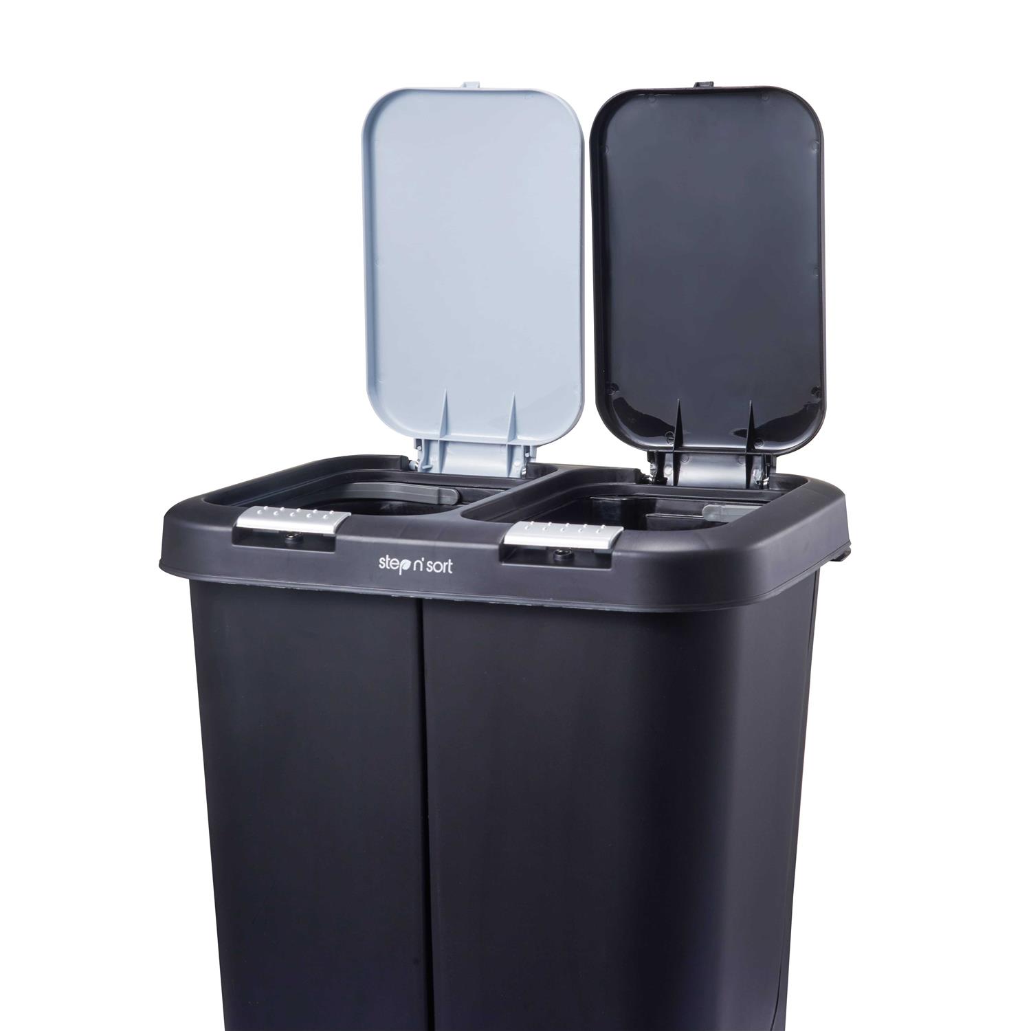 Step N' Sort Dual Plastic Trash and Recycle Bin with Slow Close Lid - Image 3