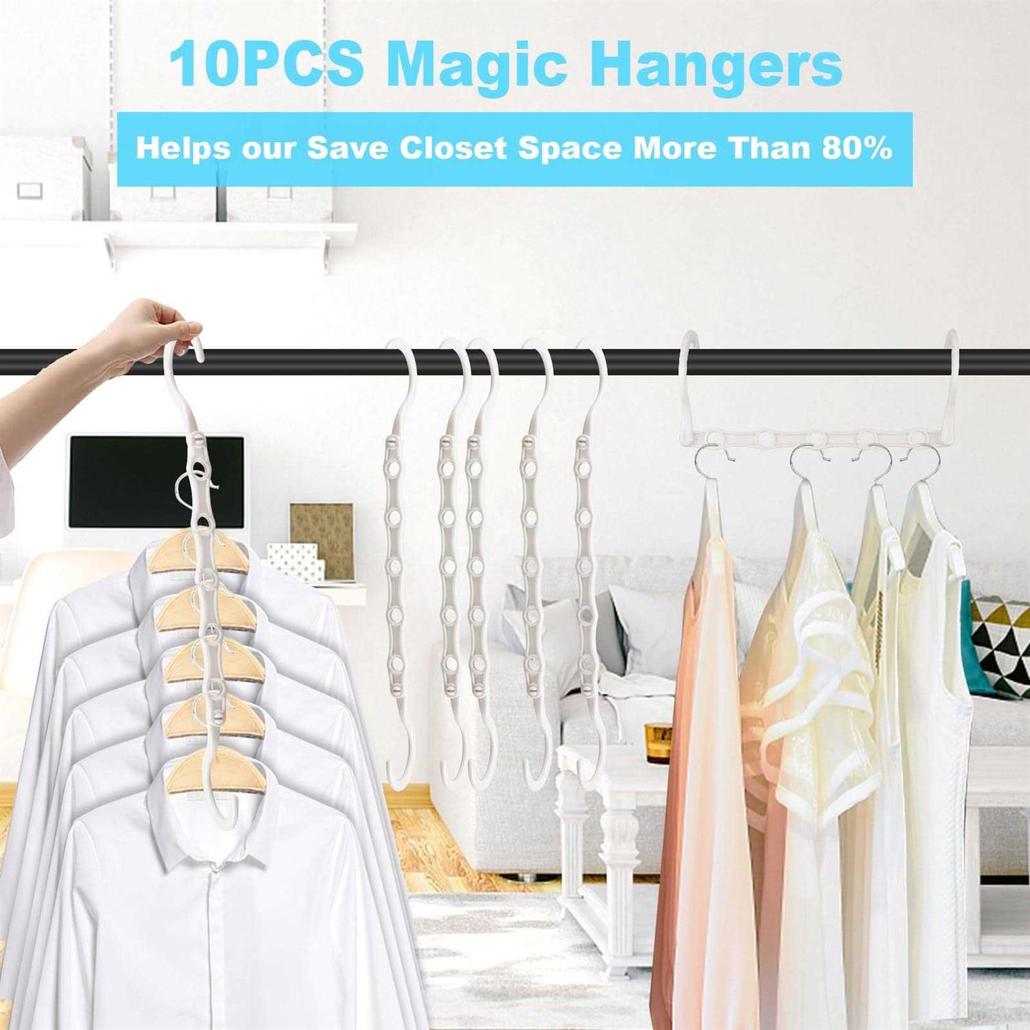 Space Saving Hangers, 10PCS Magic Hangers, 5 Holes Sturdy Plastic Hanger Clothes Organizer, Closet Organizers and Storage - Image 3