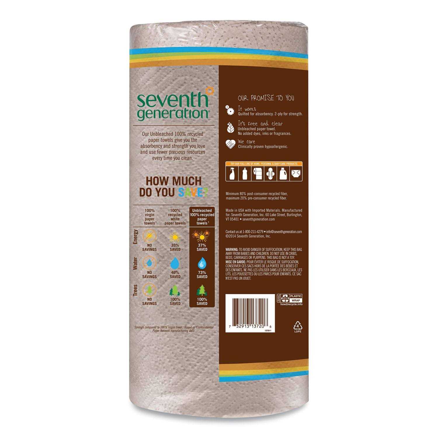 Seventh Generation Unbleached 100% Recycled Paper Towels - Image 4