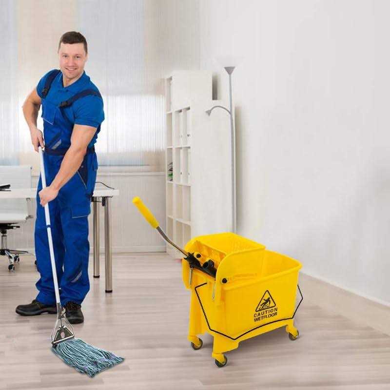 Commercial Mop Bucket on Wheels 5.28 Gallon Side Press Wringer Combo Commercial Home Cleaning Cart with Wringer - Image 5