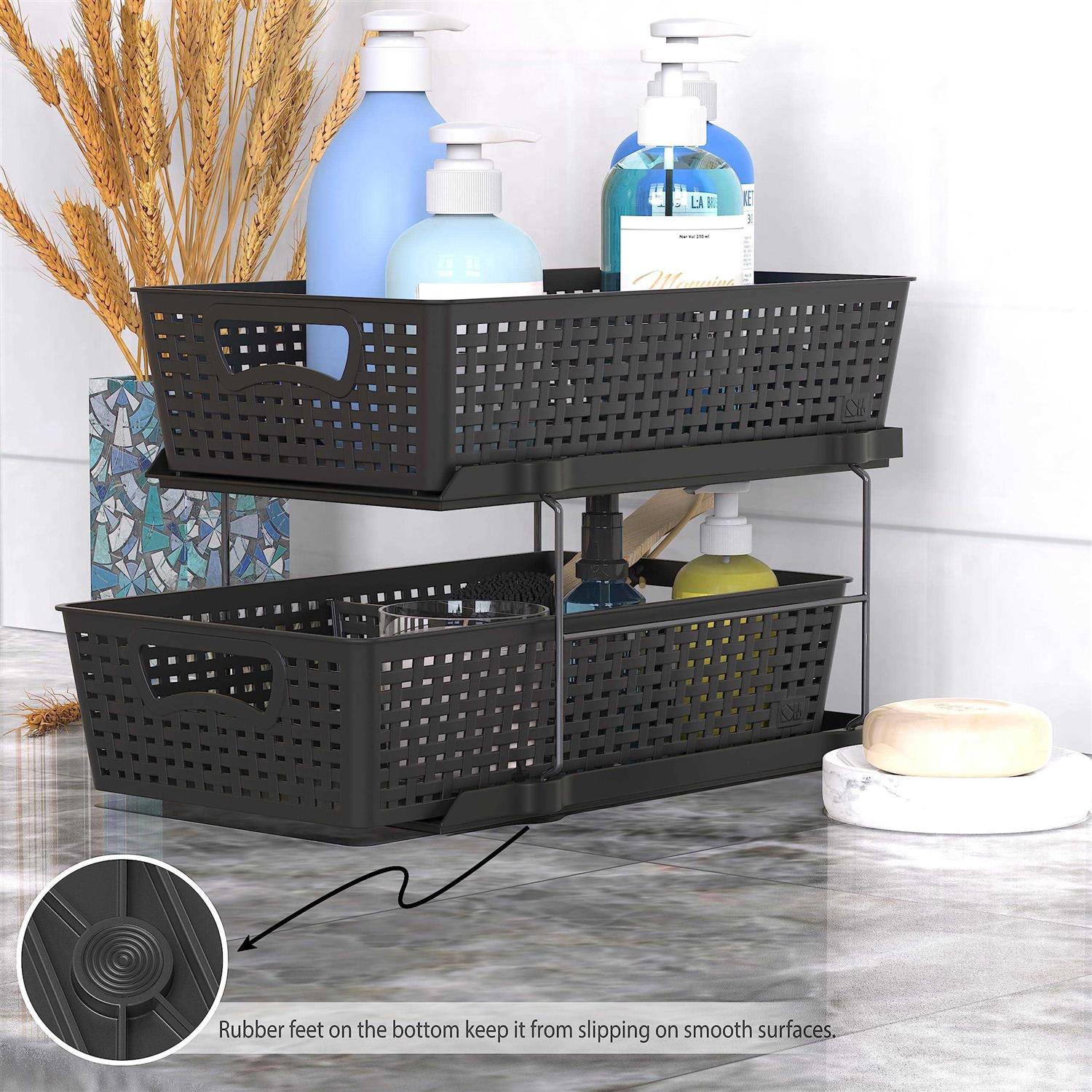 Simple Houseware 2 Tier Bathroom Organizer Tray Pull-Out Sliding Drawer/Under-Sink Storage - Image 3