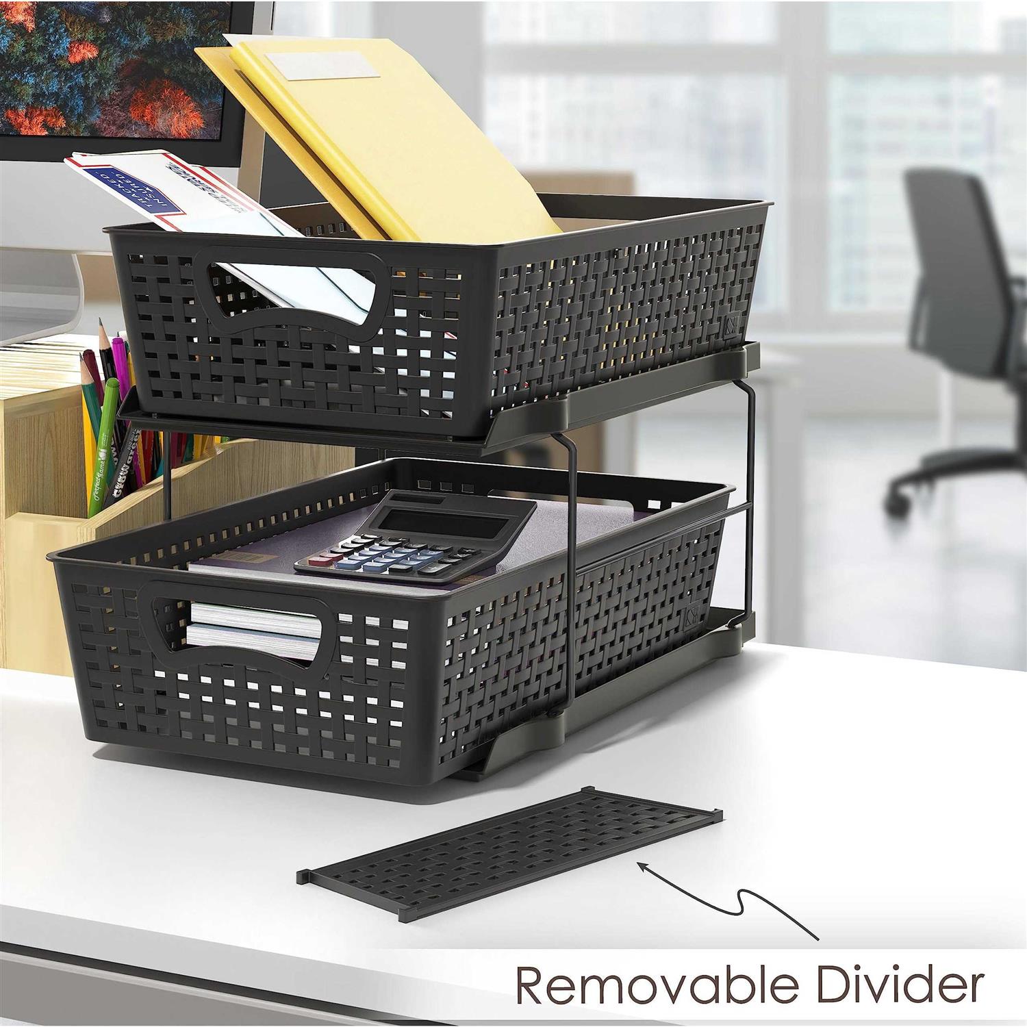 Simple Houseware 2 Tier Bathroom Organizer Tray Pull-Out Sliding Drawer/Under-Sink Storage - Image 4