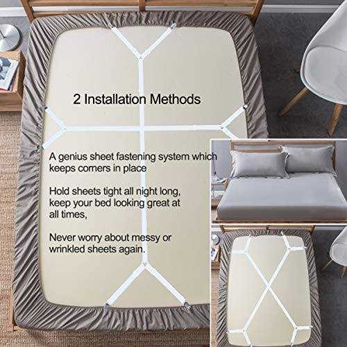 Siaomo Sheet Suspenders Straps Adjustable Crisscross Bed Holder Clips Elastic Band Sheet Grippers,2Pcs/Set - Image 3
