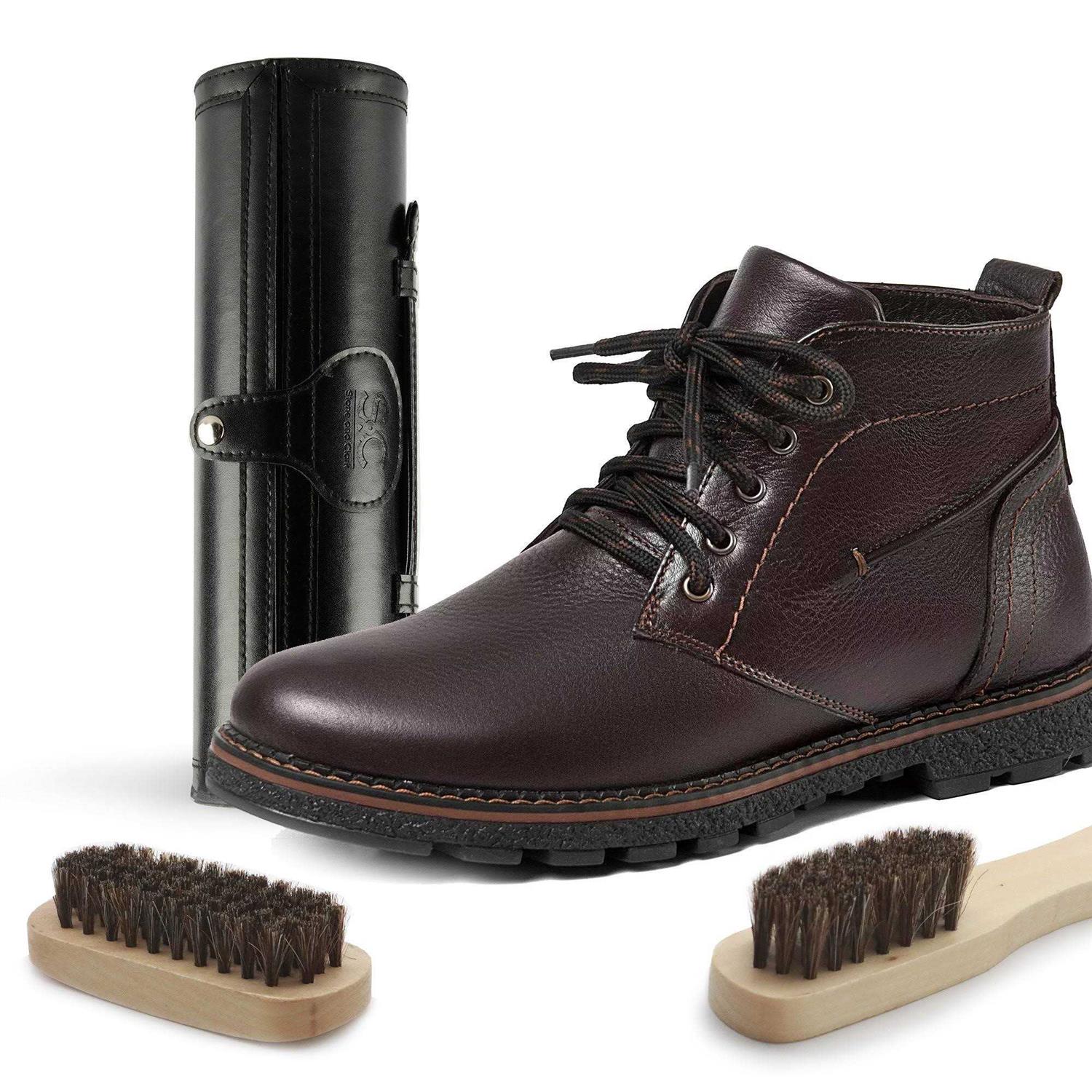 Stone and Clark Stone & Clark 12PC Shoe Polish & Care Kit Leather Shoe Shine Kit with Brown Wax - Image 3
