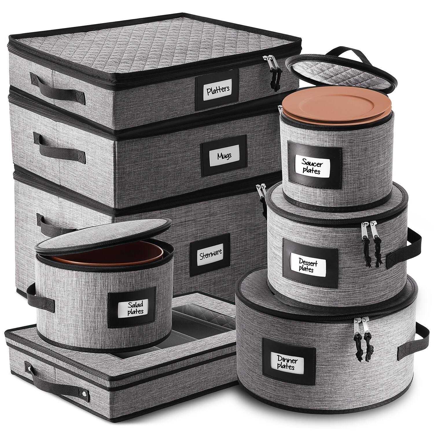 Storagebud 4 Piece Hard Shell Fine China Dinnerware Plates Storage - Image 3