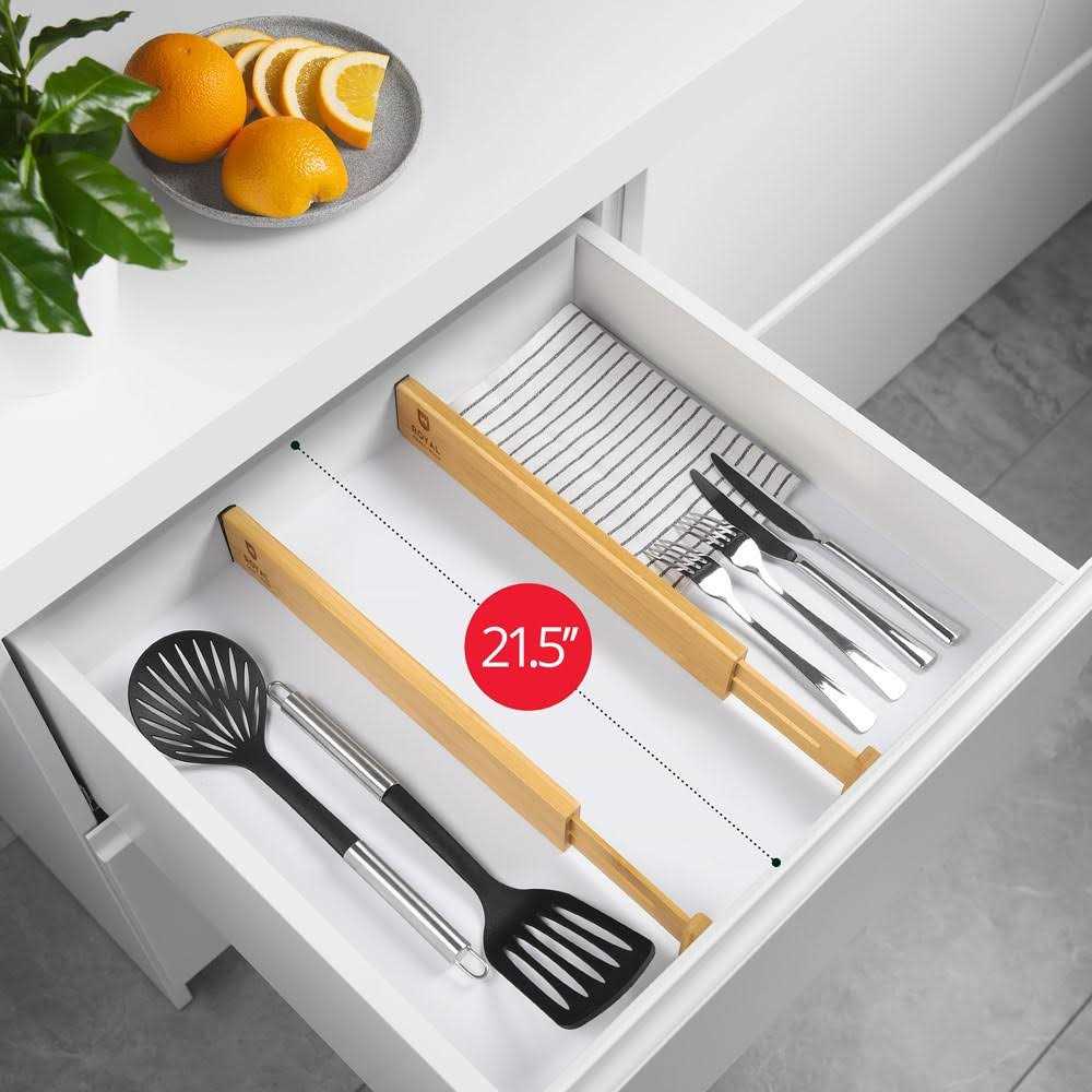 Royal Craft Wood Drawer Divider and Organizer for Kitchen Organization Adjustable Bamboo Drawer Dividers Organizers - Image 3