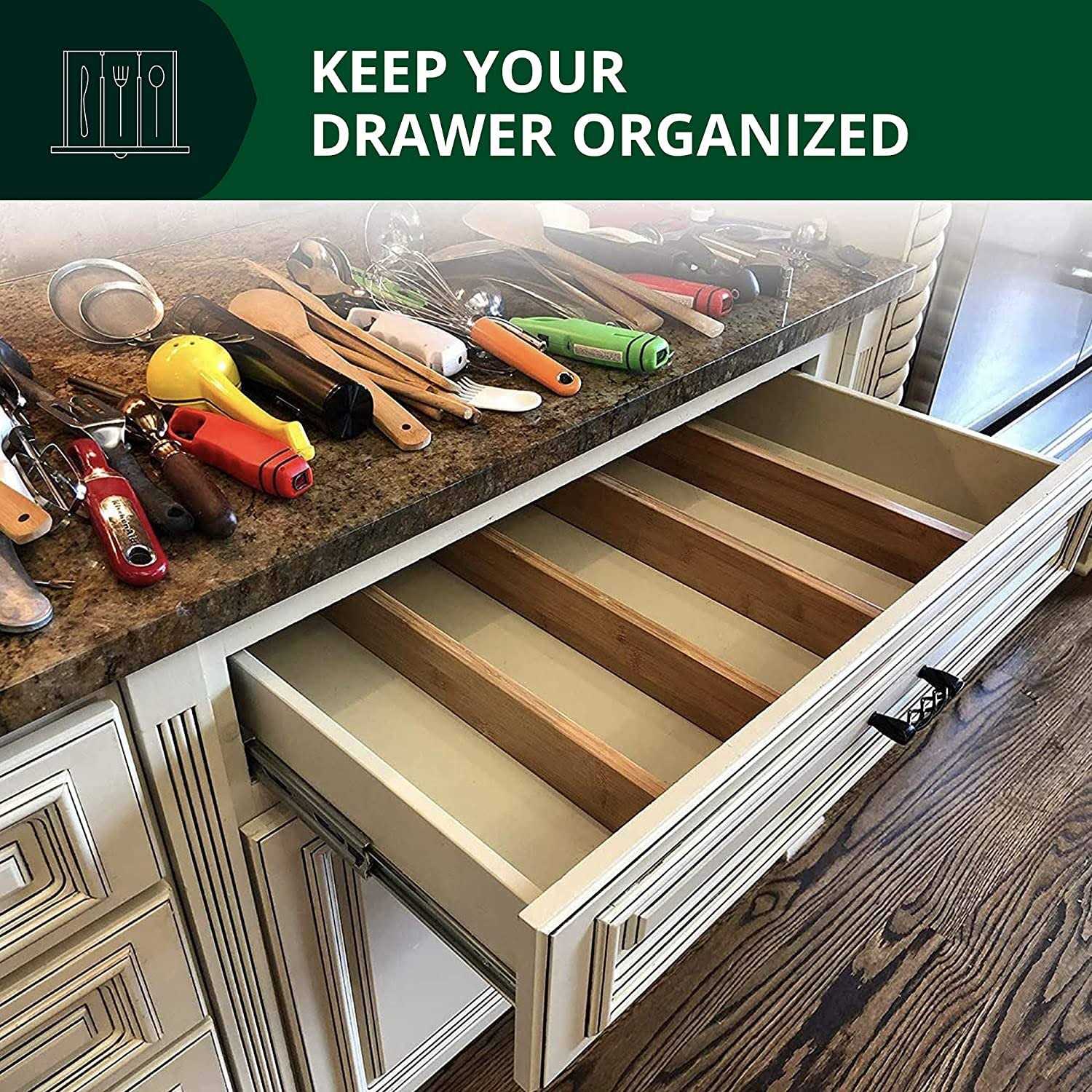 Royal Craft Wood Drawer Divider and Organizer for Kitchen Organization Adjustable Bamboo Drawer Dividers Organizers - Image 4