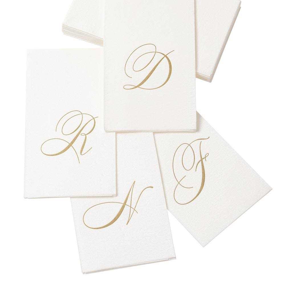Caspari White Pearl Paper Linen Guest Initial - Image 3