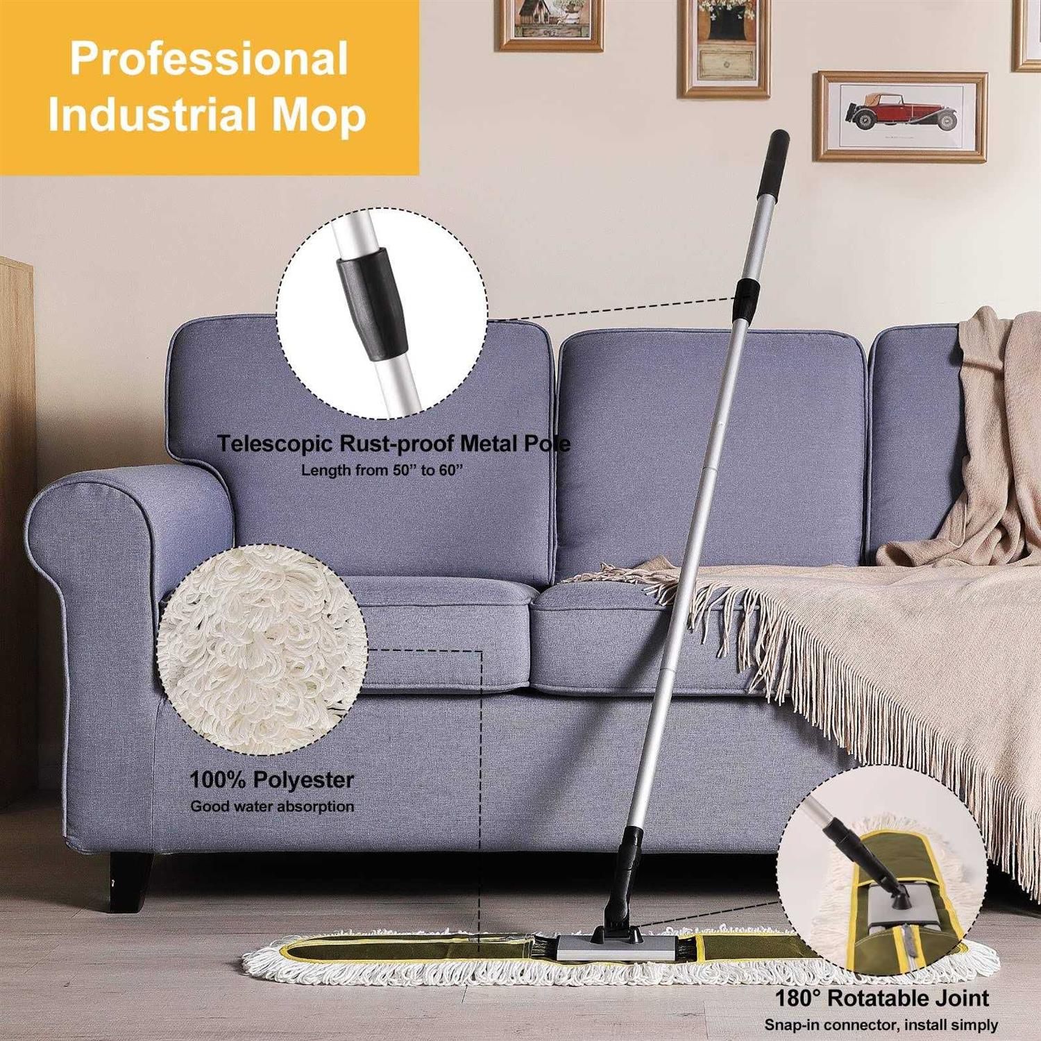 Cleanhome 36 inch Commercial Dust Mops for Floor Cleaning Heavy Duty Floor Duster Mop with Long Handle Hotel Gym Household Cleaning Supplies - Image 3