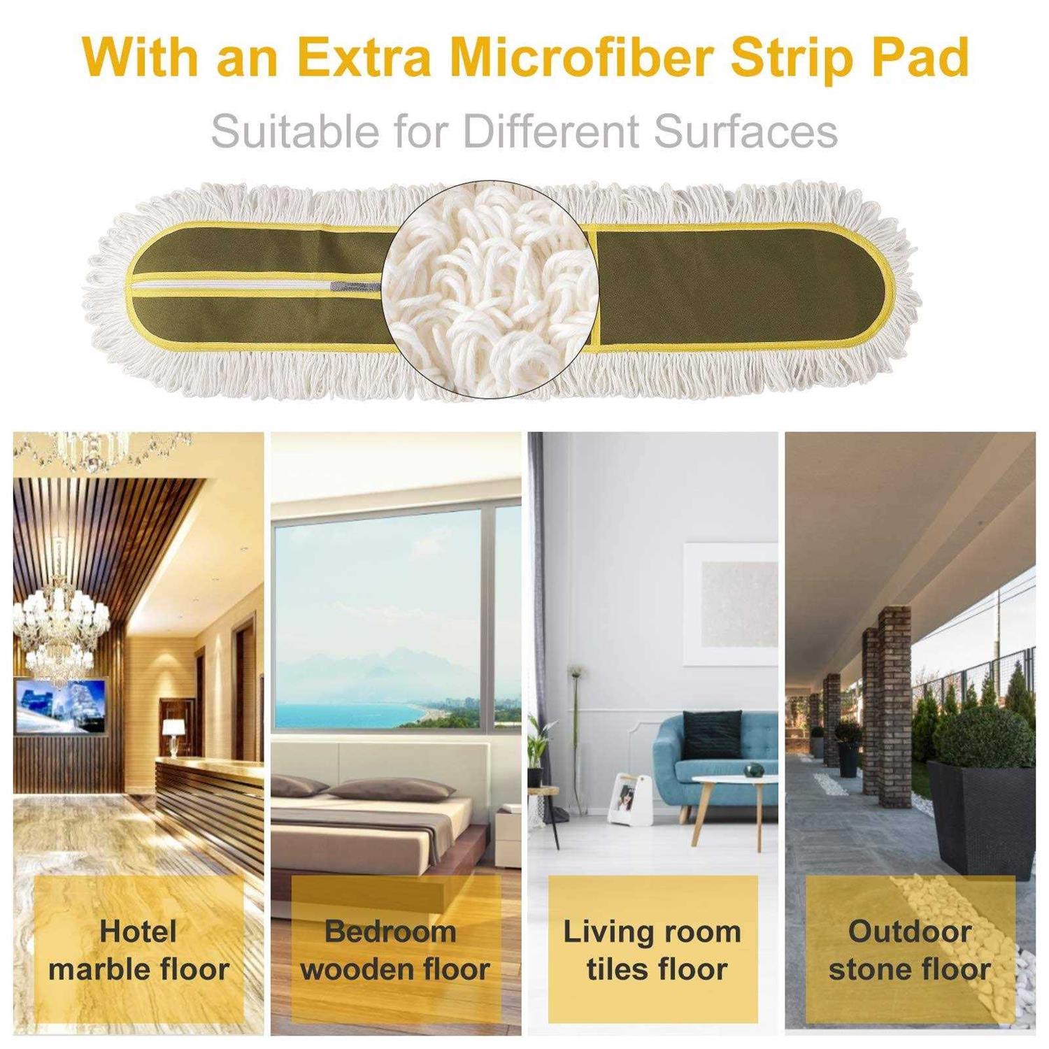 Cleanhome 36 inch Commercial Dust Mops for Floor Cleaning Heavy Duty Floor Duster Mop with Long Handle Hotel Gym Household Cleaning Supplies - Image 4