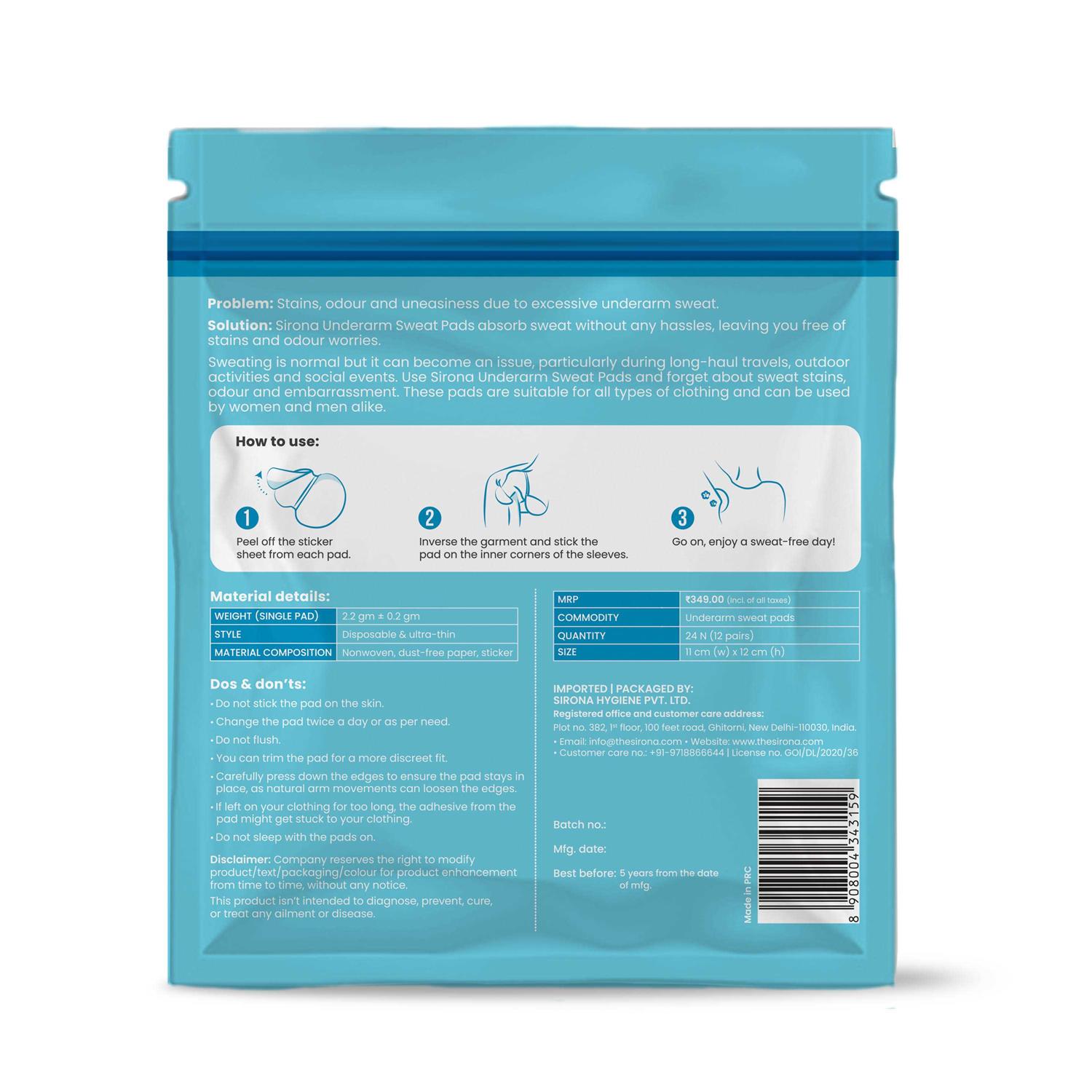 Sirona Disposable Underarm Sweat Pads Pads - Image 3