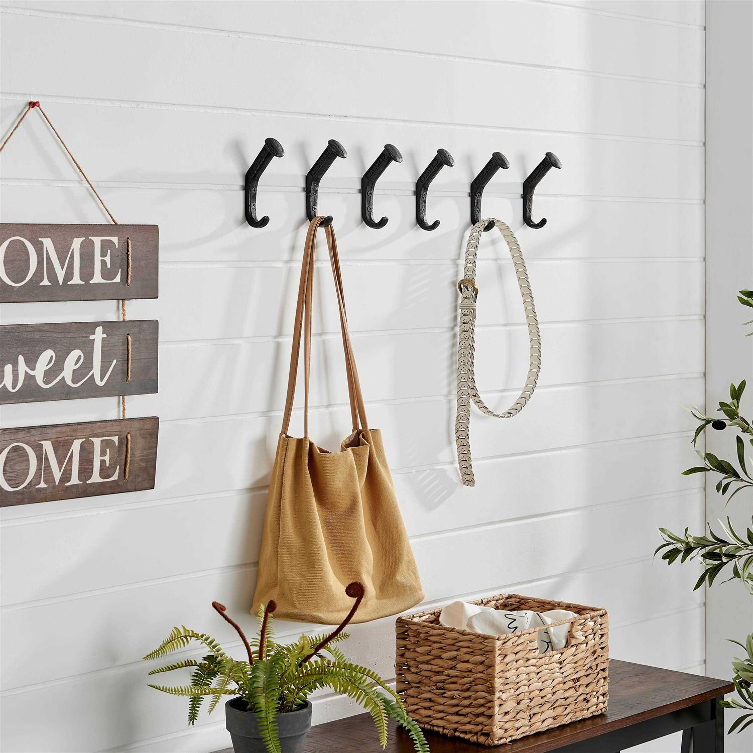 Danya B Black Cast Iron Railway Spike Wall Mount Hook Set - Image 4