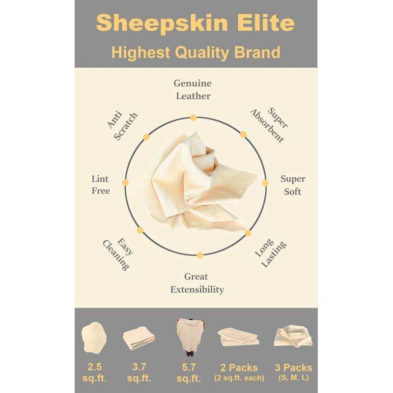 Sheepskin Elite Chamois Car Drying Towel Chamois Cloth Car Wash Drying Real Leather Absorbent Fast Drying - Image 3