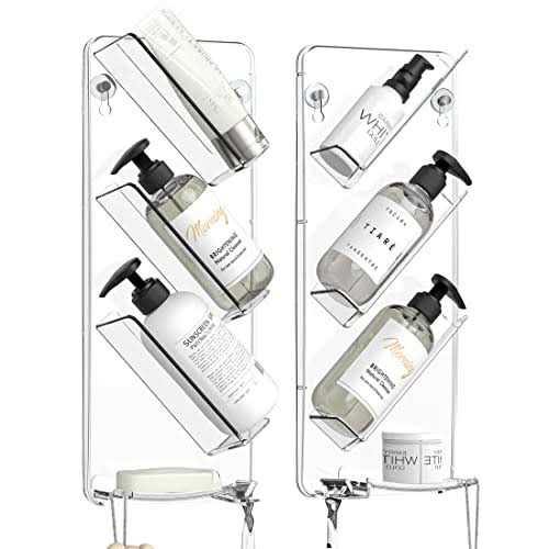 Cuukie Acrylic Shower Organizer,Acrylic Shower Shelves,Shampoo holder for Shower wall,Acrylic Bathroom Organizer Shower Caddy - Image 4