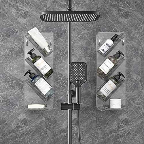 Cuukie Acrylic Shower Organizer,Acrylic Shower Shelves,Shampoo holder for Shower wall,Acrylic Bathroom Organizer Shower Caddy - Image 5