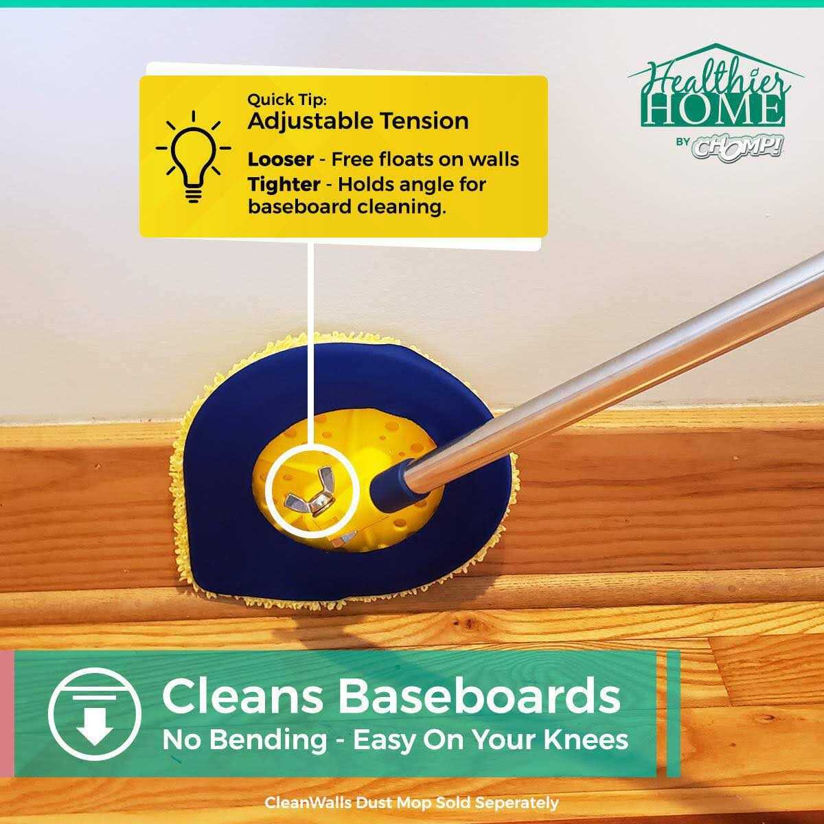 CHOMP Long Handle Wall Cleaner, 5 Minute CleanWalls Extendable Wall Washer, Ceiling Cleaner, Baseboard Duster, Telescoping Dry Dust and Wet Wash - Image 3