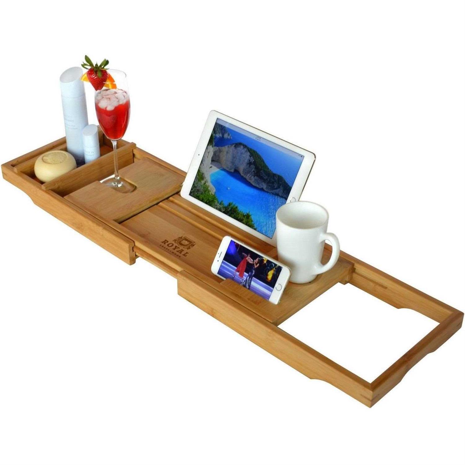 Royal Craft Wood Luxury Bathtub Caddy Tray Bath Tray - Image 3
