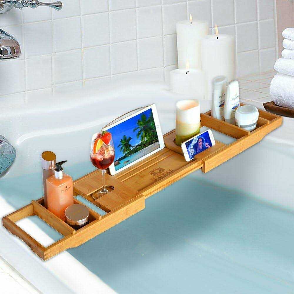 Royal Craft Wood Luxury Bathtub Caddy Tray Bath Tray - Image 4