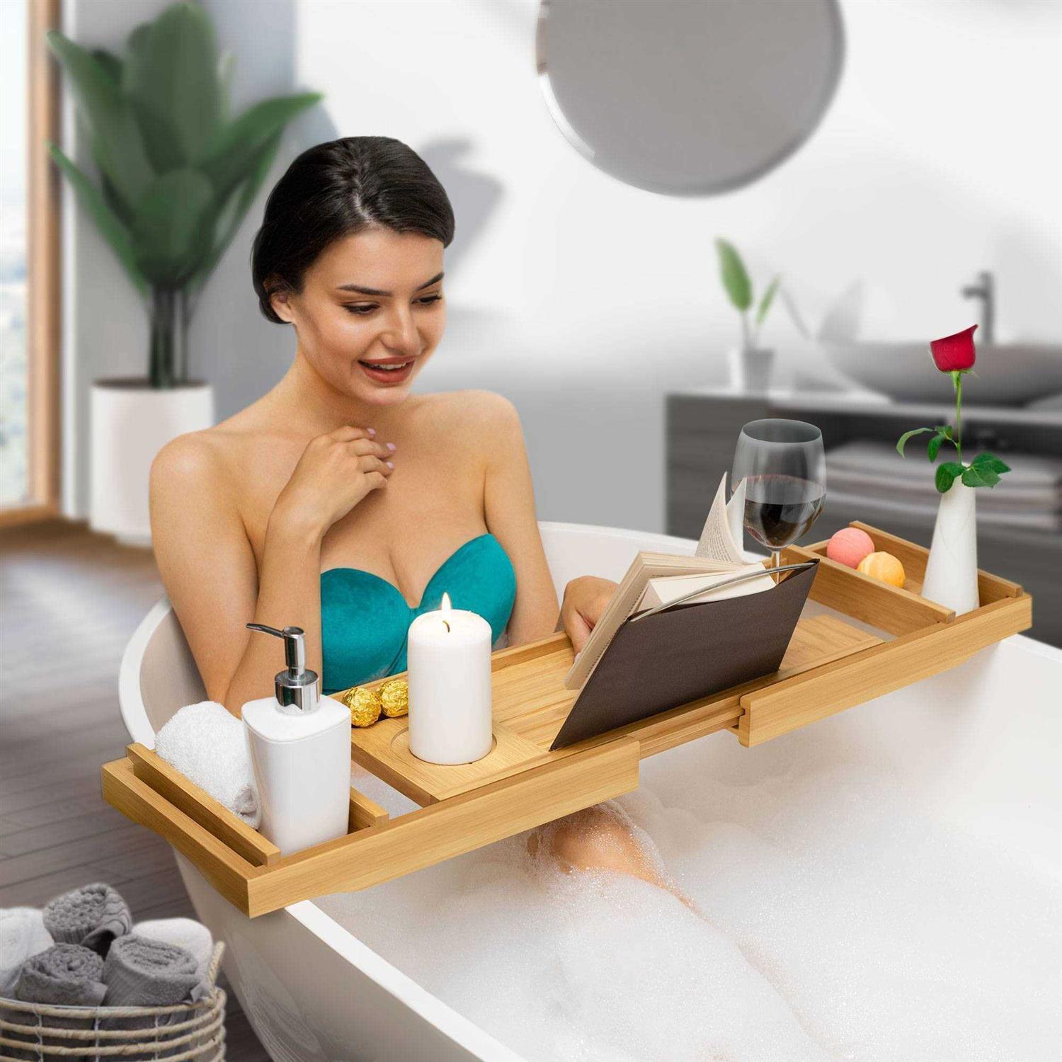 Royal Craft Wood Luxury Bathtub Caddy Tray Bath Tray - Image 4