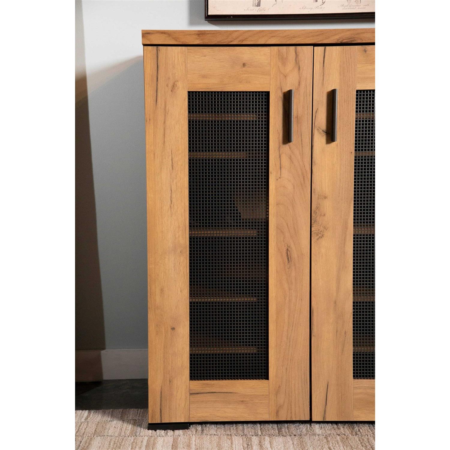 Coaster Golden Oak Metal Mesh Door Accent Cabinet - Image 4