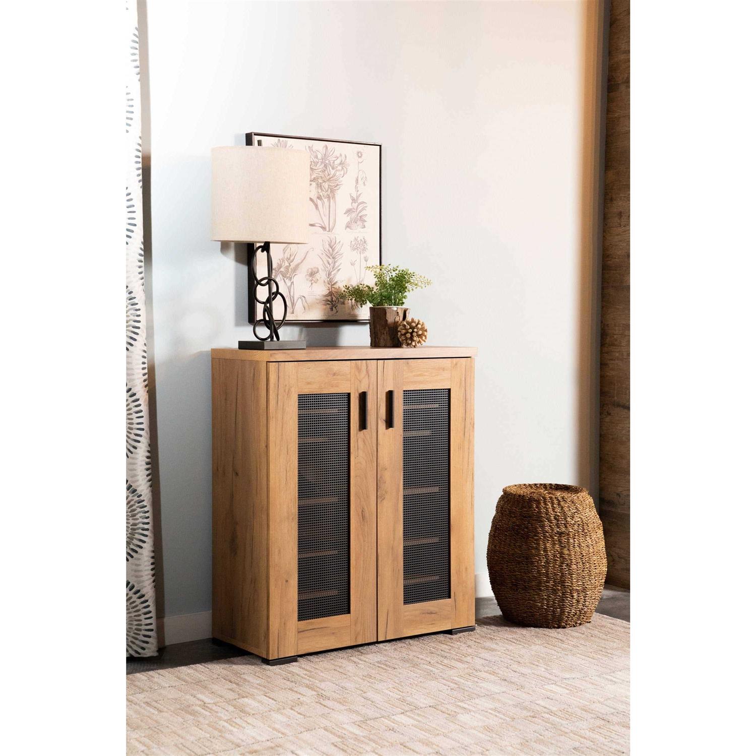 Coaster Golden Oak Metal Mesh Door Accent Cabinet - Image 5
