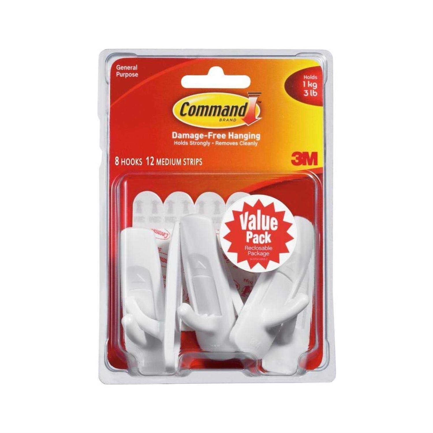 Command 17081-8ES White Medium Designer Hooks Value Pack - Image 3