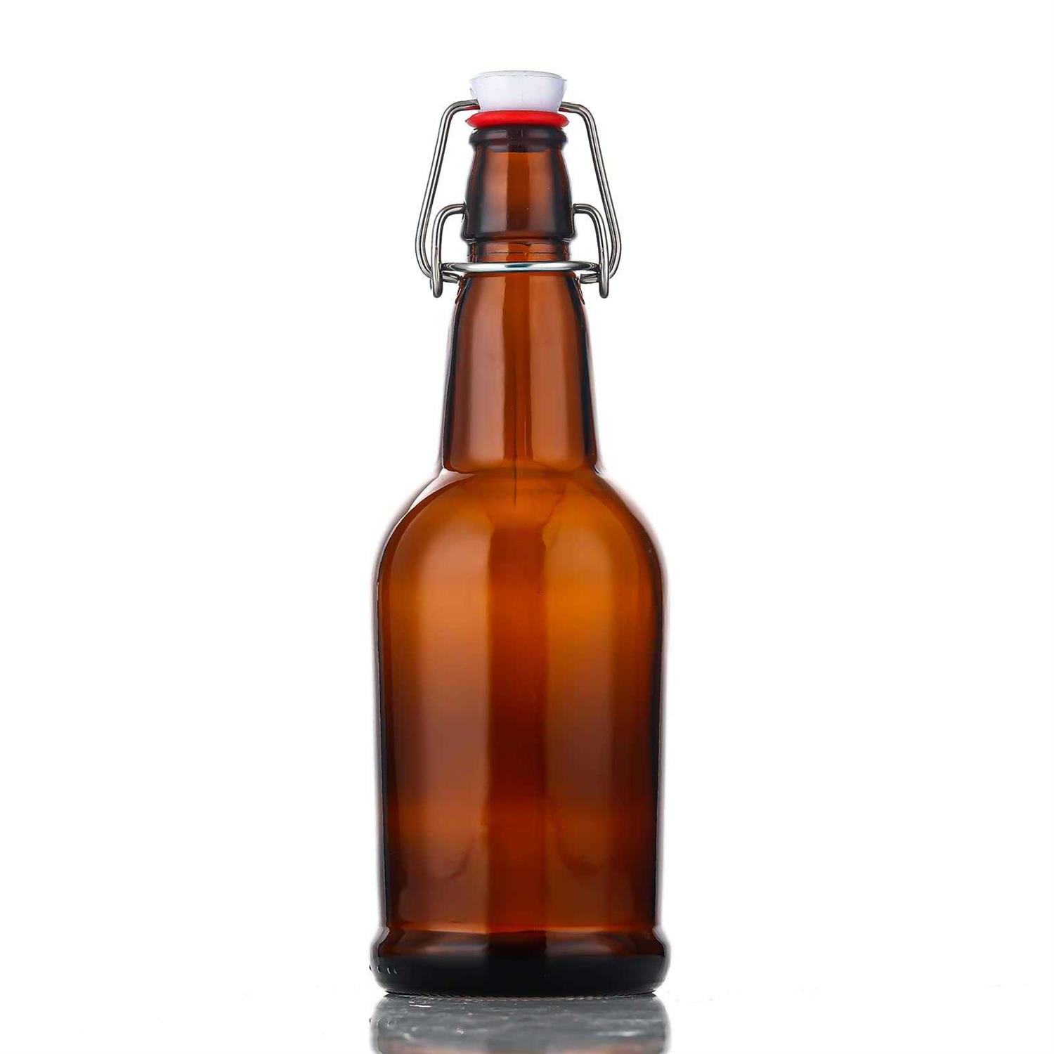 SureSave Beer Bottles with Easy Flip Top 16 Oz Amber Glass Bottle Set with Airtight Cap for Kombucha, Carbonated Drinks, Brewing, and Fermenting - Image 4