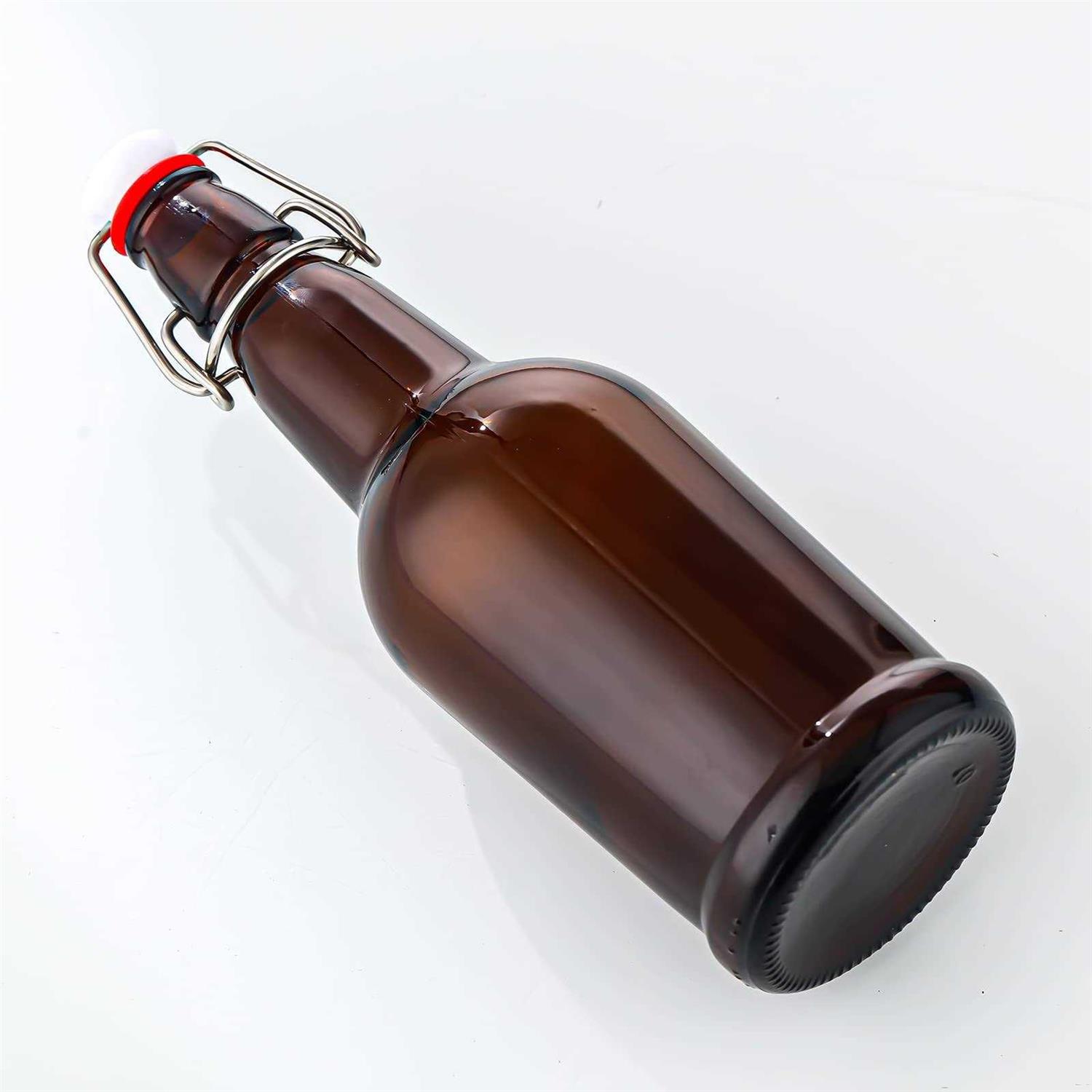 SureSave Beer Bottles with Easy Flip Top 16 Oz Amber Glass Bottle Set with Airtight Cap for Kombucha, Carbonated Drinks, Brewing, and Fermenting - Image 5