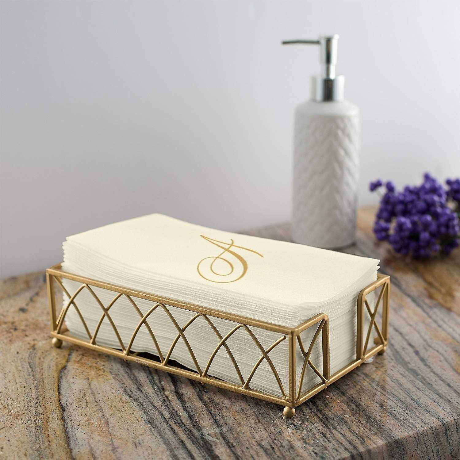 Silver Spoons Linen Feel Disposable Monogrammed Guest Towels European Made - Image 4