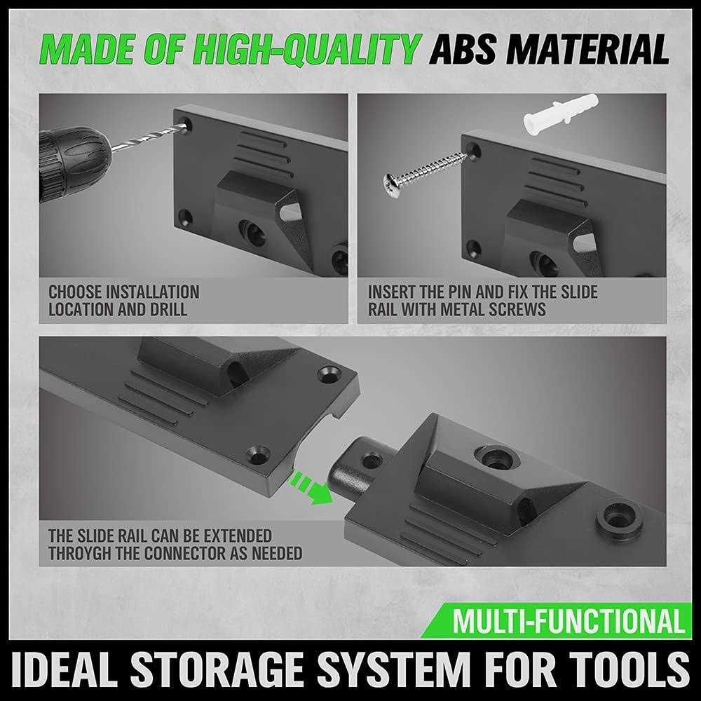 SWANLAKE Plastic 64 Inch Adjustable Storage System Wall Mounted Hooks Tool Organizer,Garden Tool Hangers - Image 5
