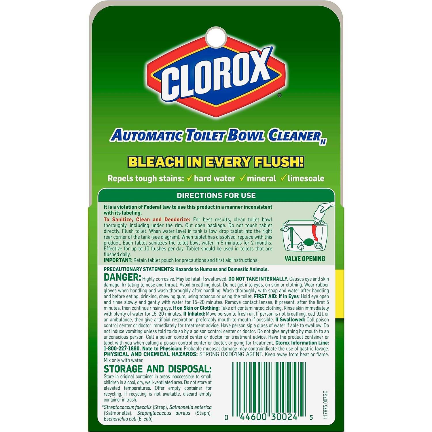 Clorox Automatic Toilet Bowl Cleaner Bleach Tablets - 2 count, 7 oz pack - Image 5