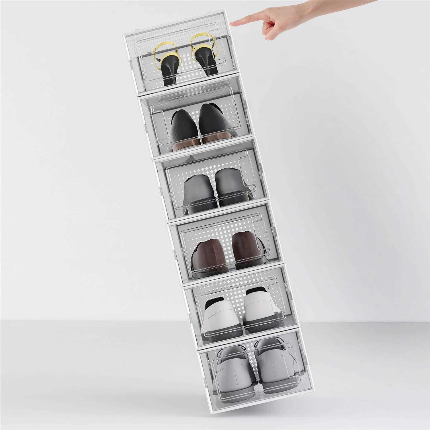 Seseno. 12 Pack Shoe Storage Boxes Clear Plastic Stackable Shoe Organizer Bins - Image 5