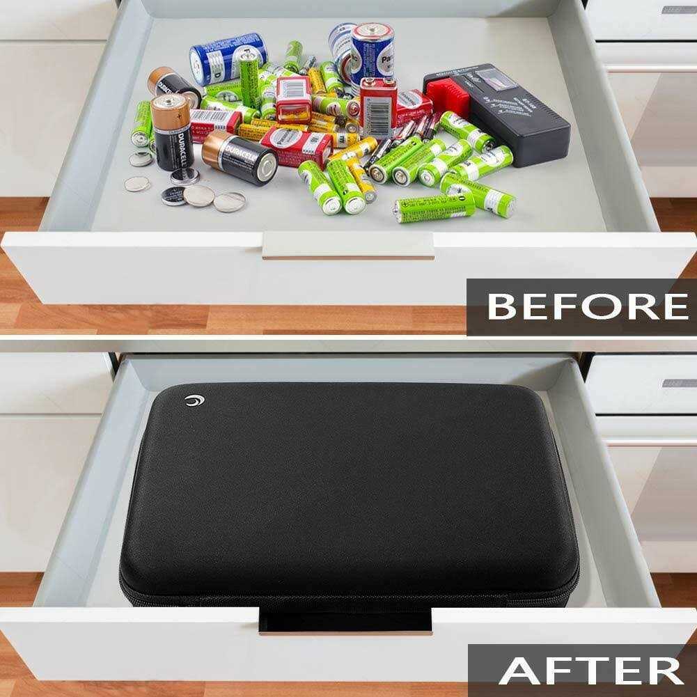 Comecase Hard Battery Organizer Storage Box Carrying Case Bag Holder Holds 148 Batteries AA AAA C D 9V - Image 5