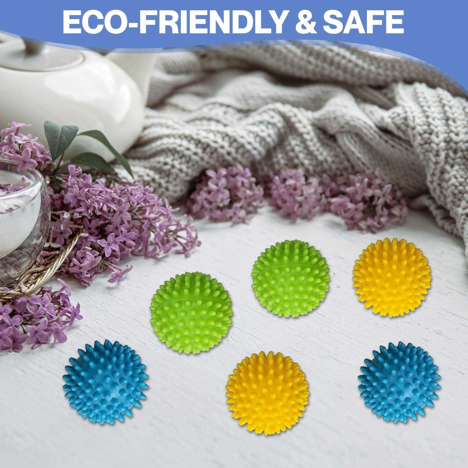 Dryer Balls Laundry Anti Static 6 Pack Reusable Plastic Clothes Drying and Fluffing Fabric Softener Balls 3 inches Assorted Colors - Image 3