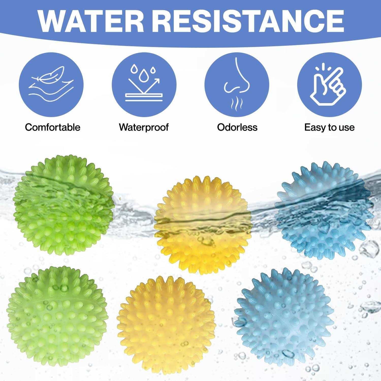 Dryer Balls Laundry Anti Static 6 Pack Reusable Plastic Clothes Drying and Fluffing Fabric Softener Balls 3 inches Assorted Colors - Image 5