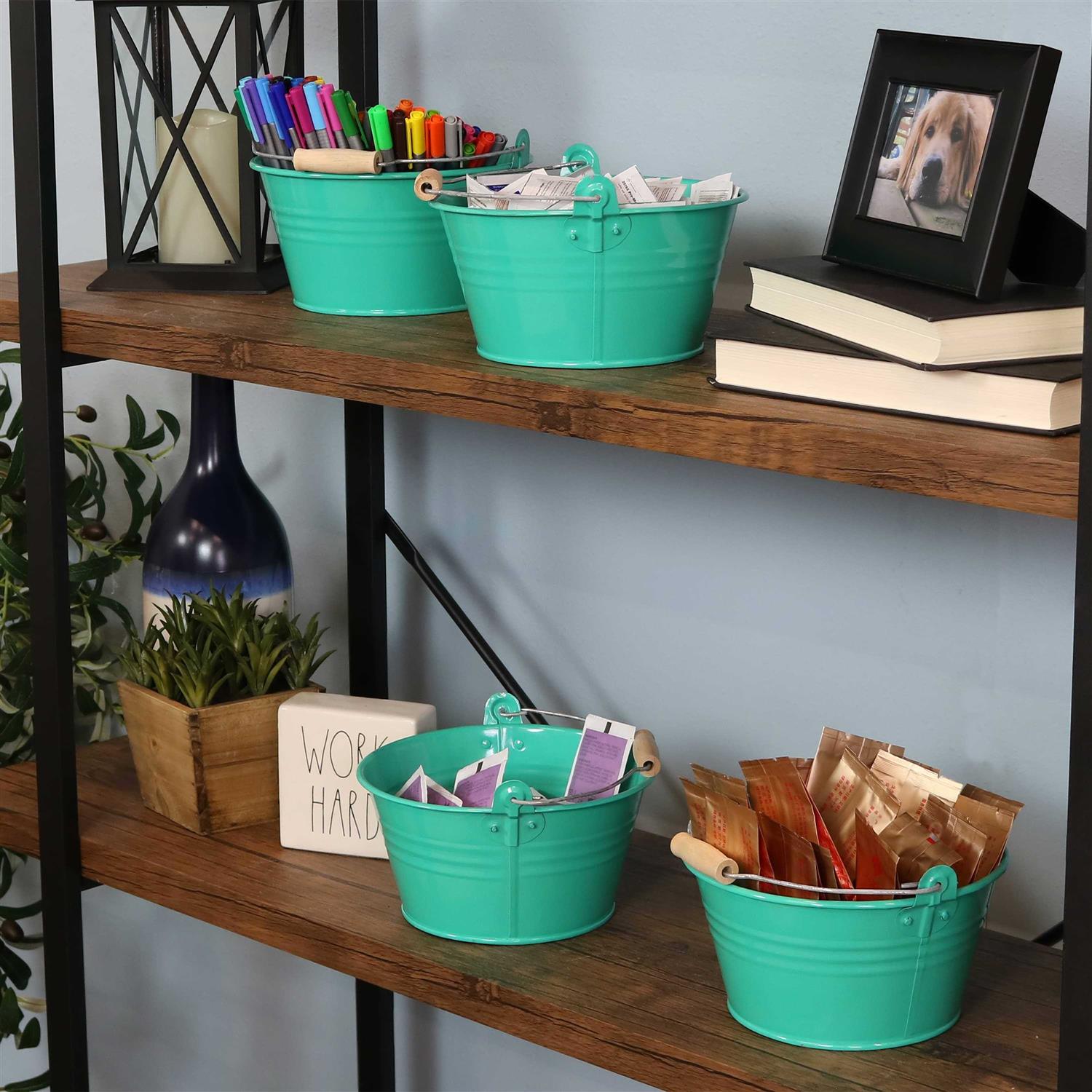 Sunnydaze Galvanized Steel Bucket Planter with Handle - Image 3