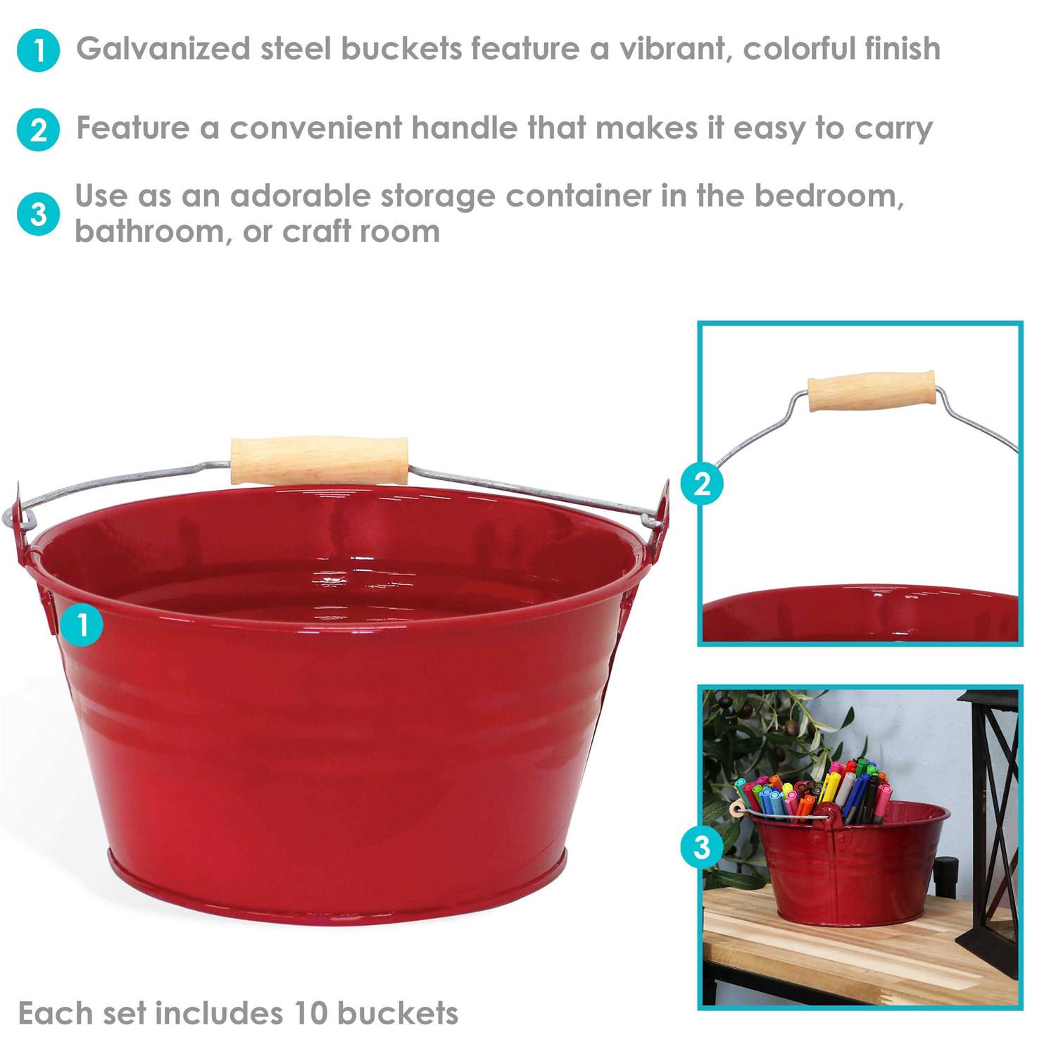 Sunnydaze Galvanized Steel Bucket Planter with Handle - Image 5