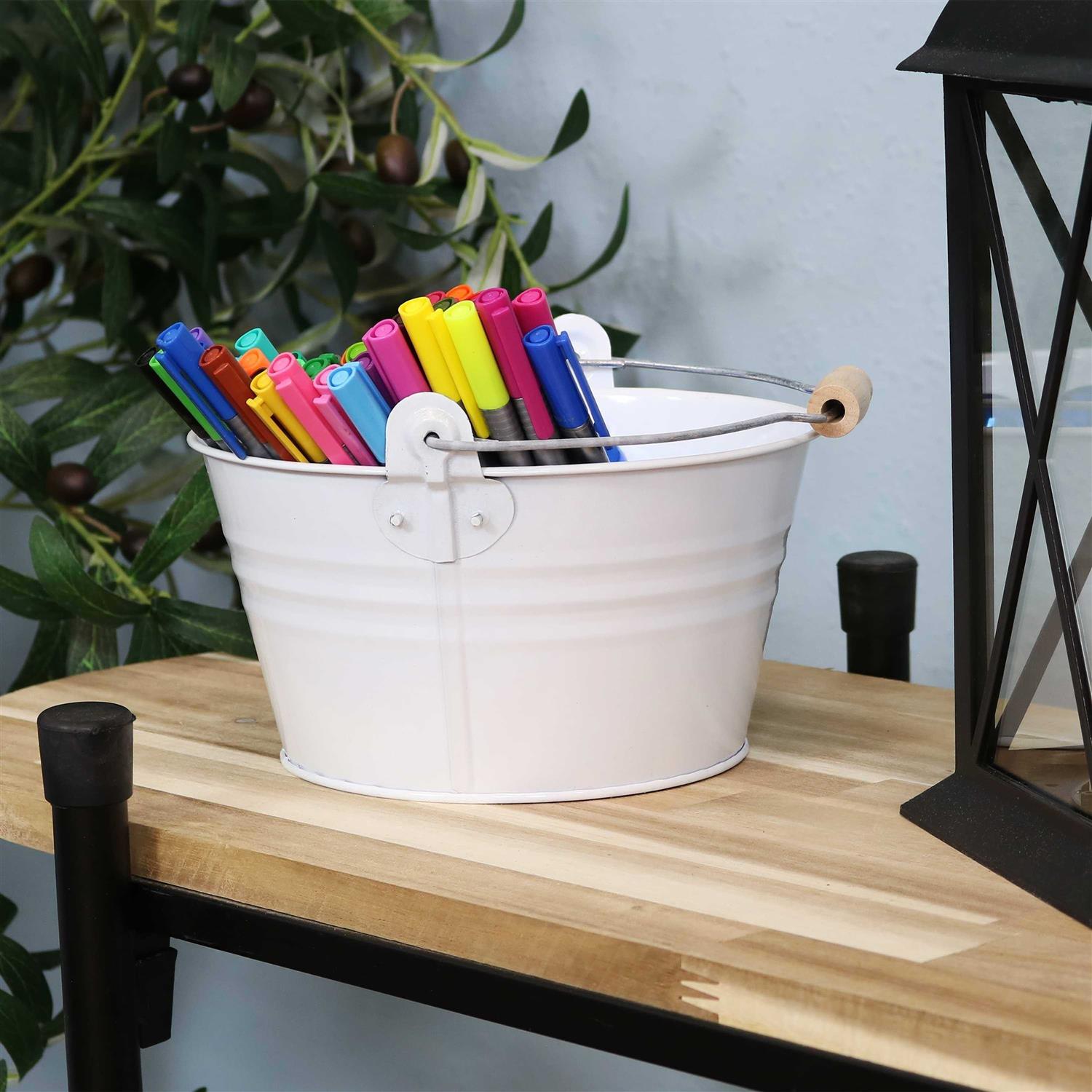 Sunnydaze Galvanized Steel Bucket Planter with Handle - Image 3