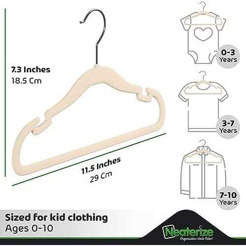 Clothes Baby Hangers for Closets Unique Notches for Non Slip. Heavy-Duty Velvet Kids & Toddler Hangers for Closet - Image 4