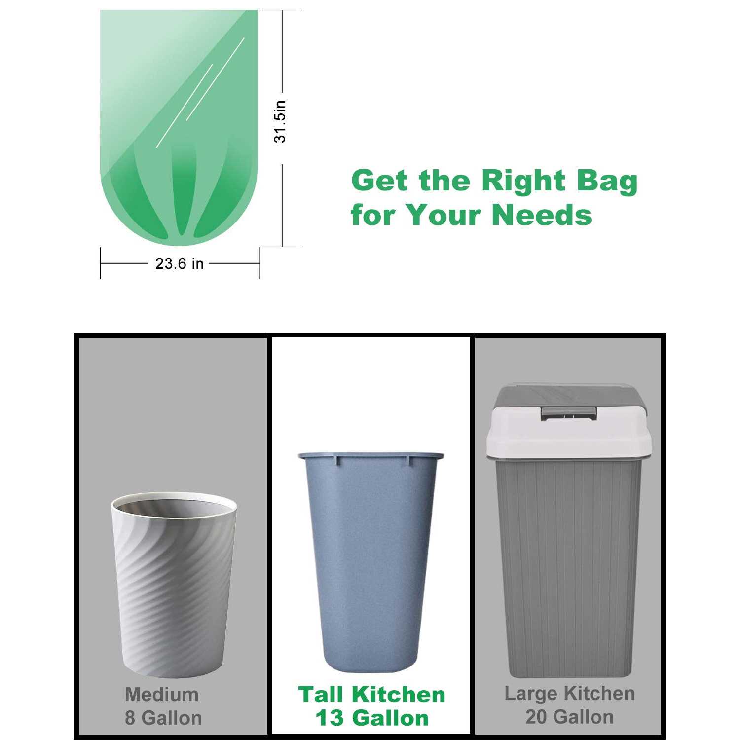 Compostable Trash Garbage bags,AYOTEE 13-15 Gallon Tall Kitchen Trash bags,Heavy Duty Unscented 1.18Mils 55 Liter,60 Count,Strong Thicken Rubbish - Image 5