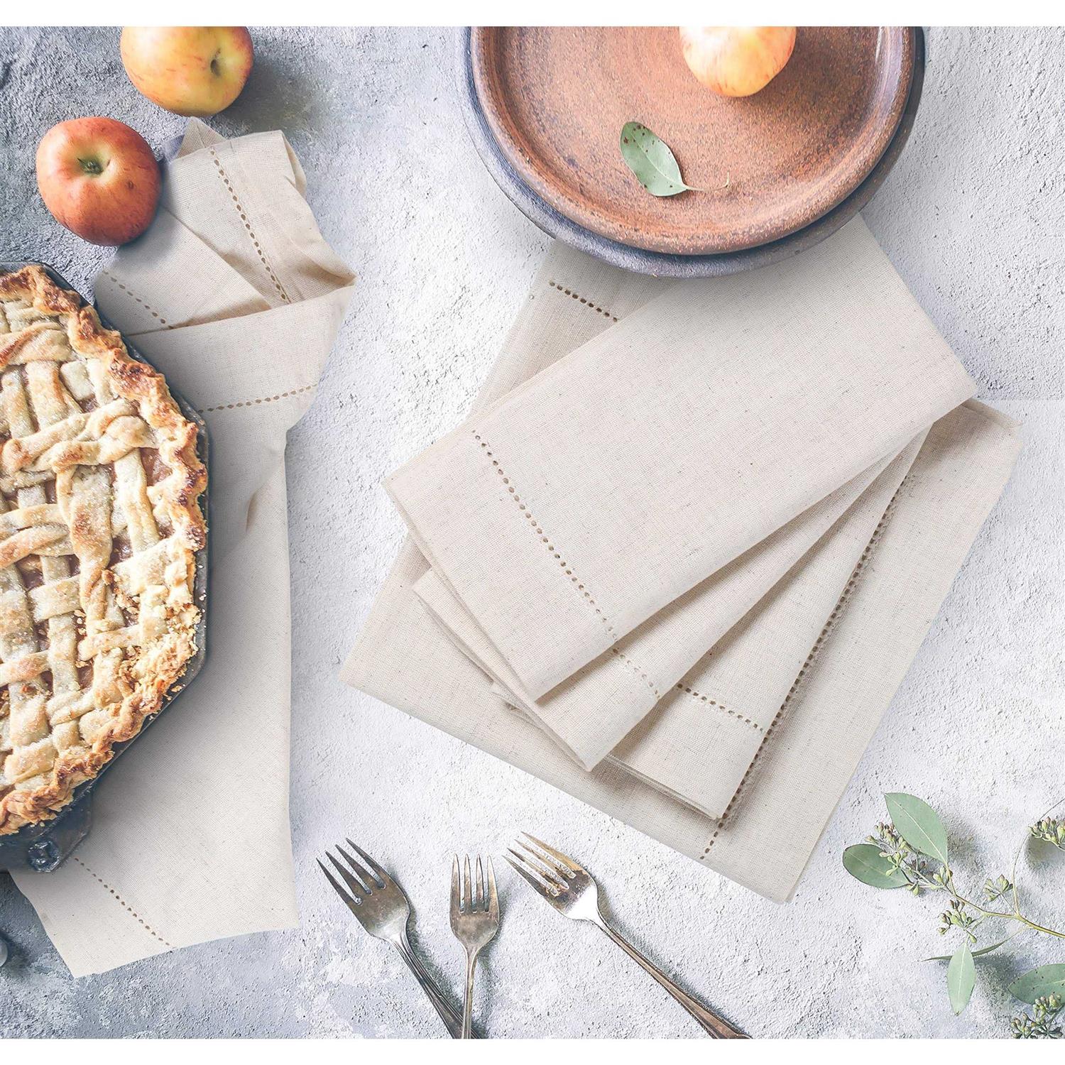 light & pro Linen Napkins,Flax Linen Napkins Hemstitched Linen Napkins,Cloth Napkins,Dinner Napkins Cloth,Cloth Napkins Set of 12,Linen Nap - Image 3
