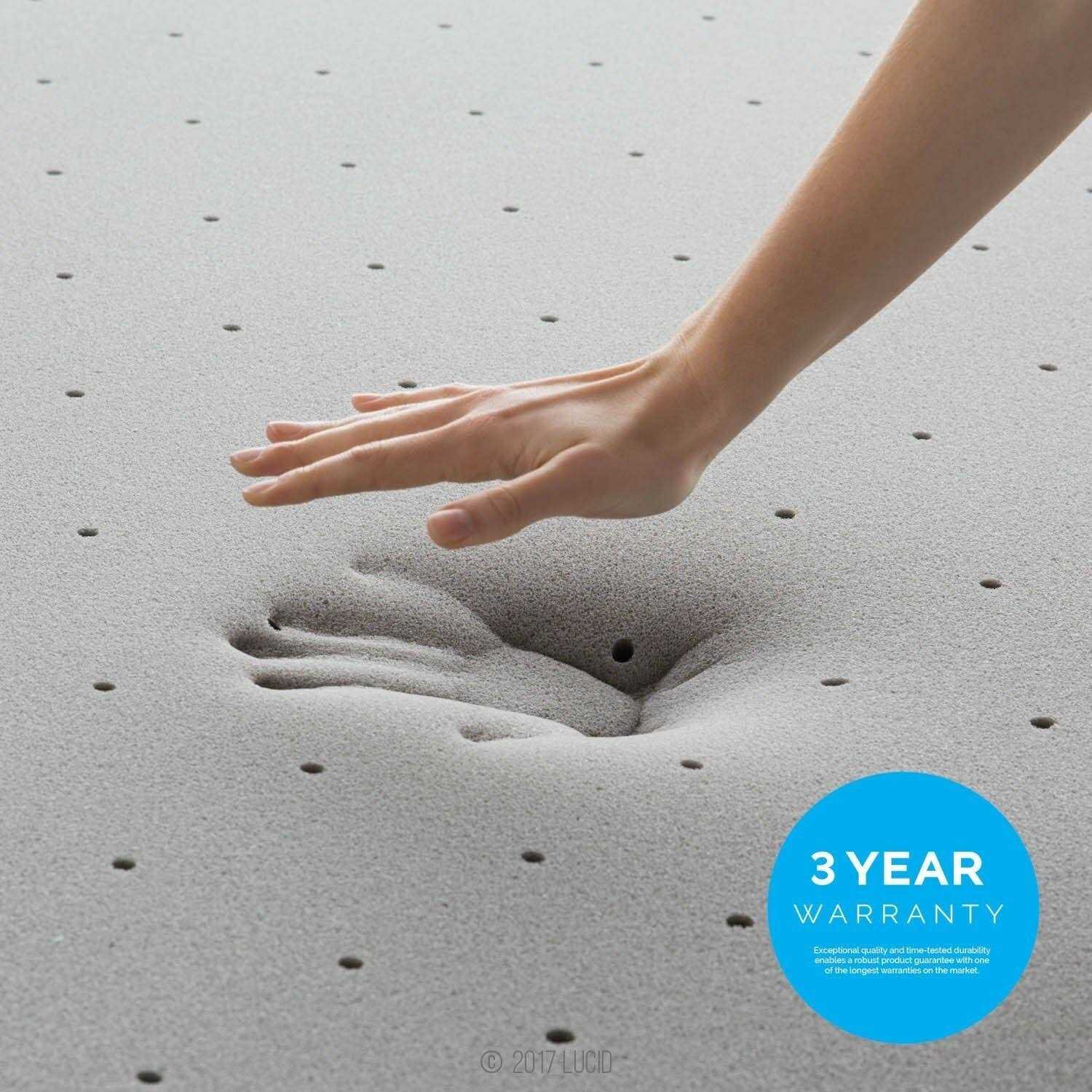 Lucid 3 Bamboo Charcoal Memory Foam Mattress Topper - Image 4